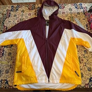 Men's Women’s Maroon, White Yellow Colorblock Hooded Windbreaker Jacket Eastbay